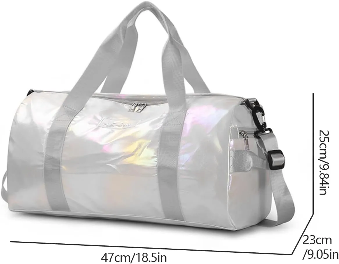 Small Gym Bag for Women with Shoes Compartment and Wet Pocket, Duffle Bag for Travel, Gifts for Daughter (White)