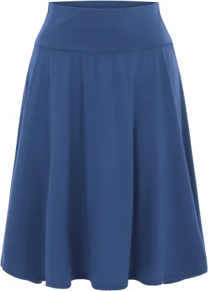Solid Color Skirts for Women High Waisted Elastic Waist Midi Length Casual Skirt with Flowy Silhouette and Lightweight Fabric