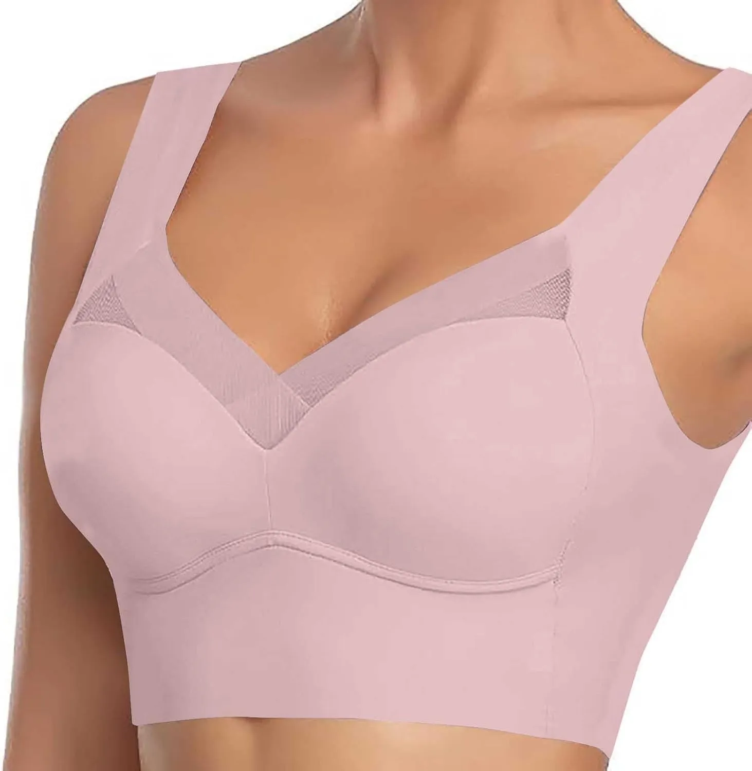 Sports Bras for Women Plus Size Full Coverage Support Bras No Underwire Lift Push Up Bra Seamless Gathering Bra