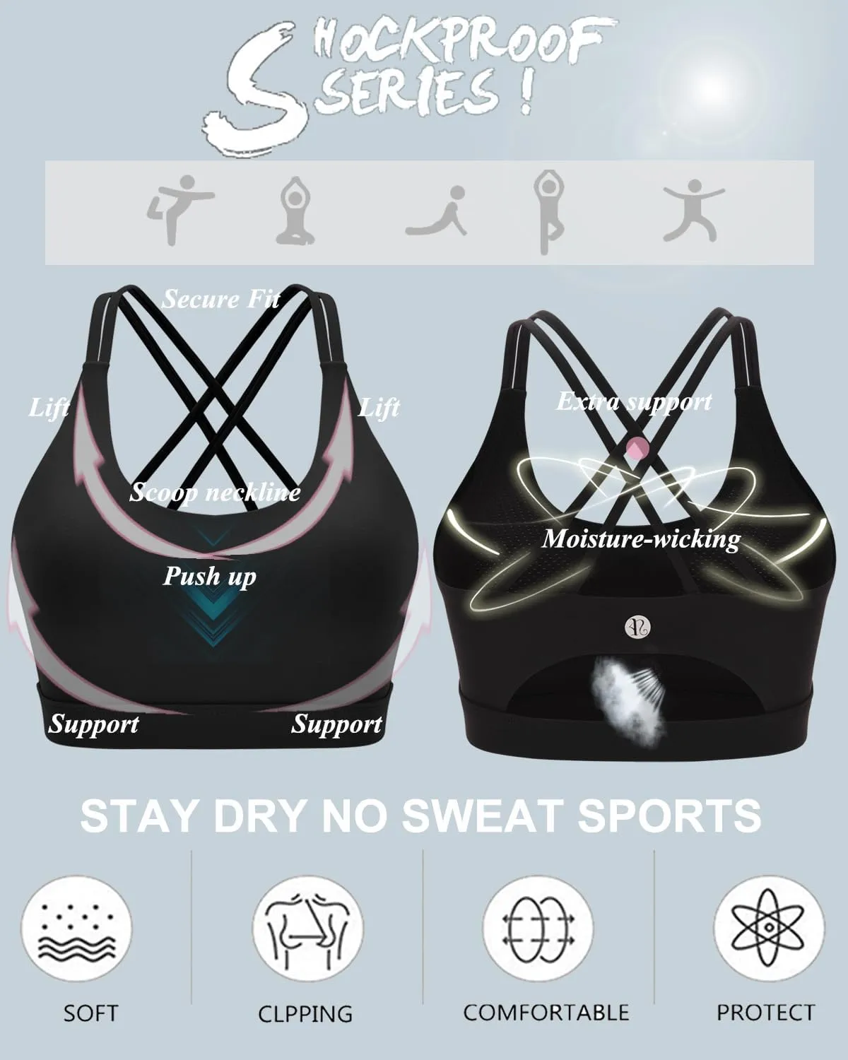 Sports Bras for Women,Padded Sports Bra Tank Top Sexy Crisscross Back High Impact Longline Workout Yoga Bra