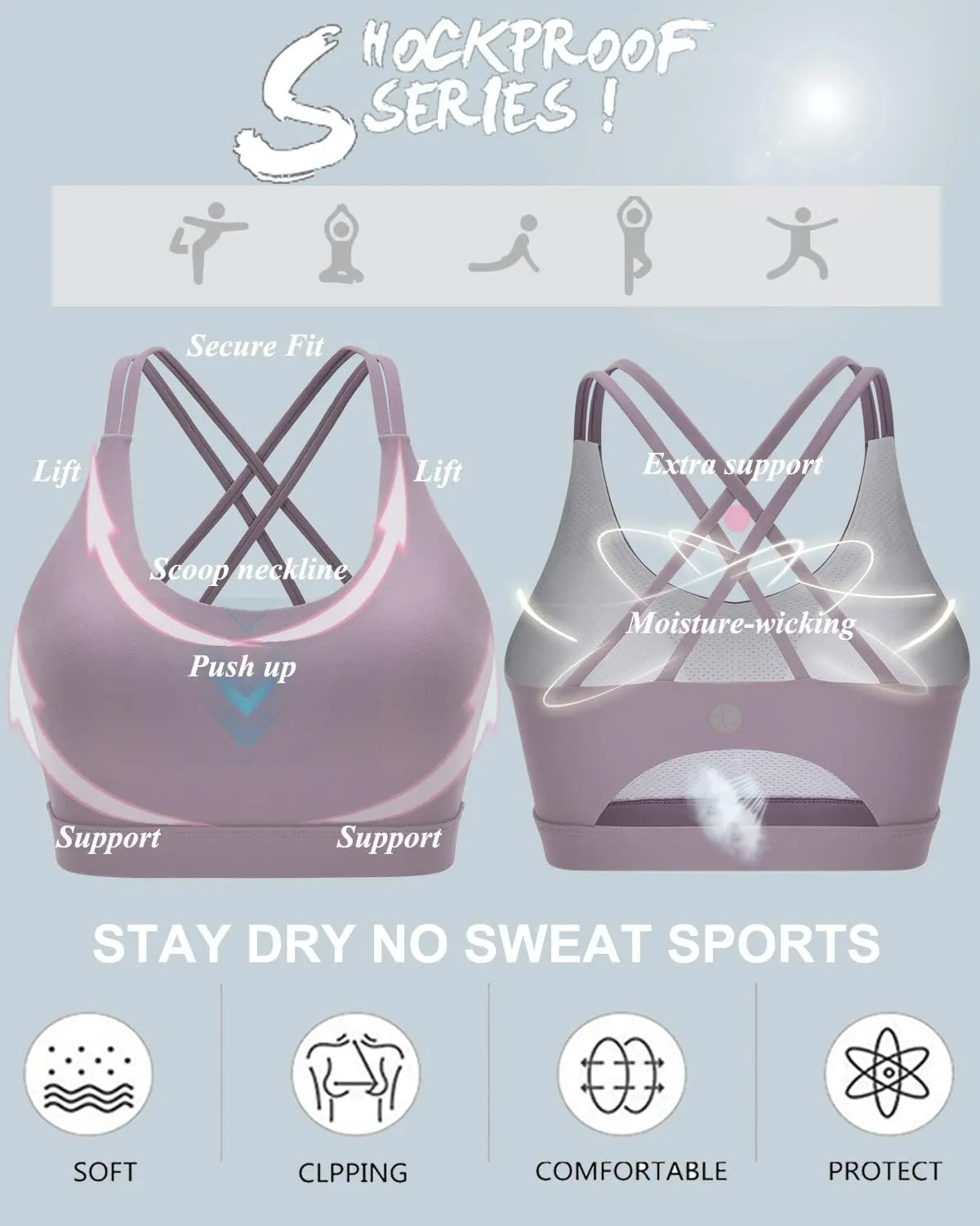 Sports Bras for Women,Padded Sports Bra Tank Top Sexy Crisscross Back High Impact Longline Workout Yoga Bra