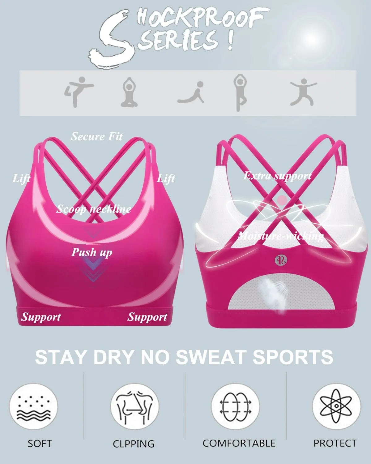 Sports Bras for Women,Padded Sports Bra Tank Top Sexy Crisscross Back High Impact Longline Workout Yoga Bra
