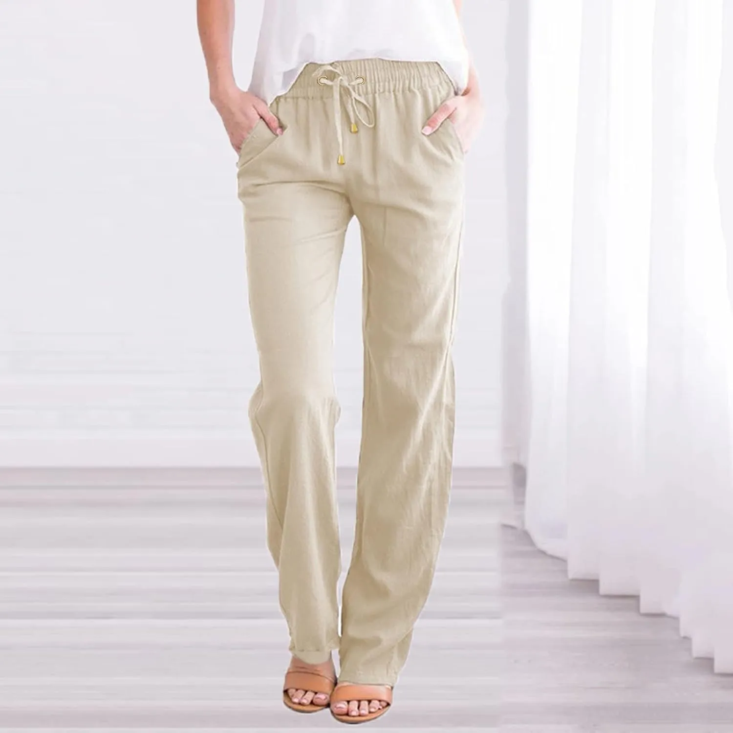 Straight Leg Pants Winter Silk Travel Capris with Pockets Flare Leggings Flare Leggings