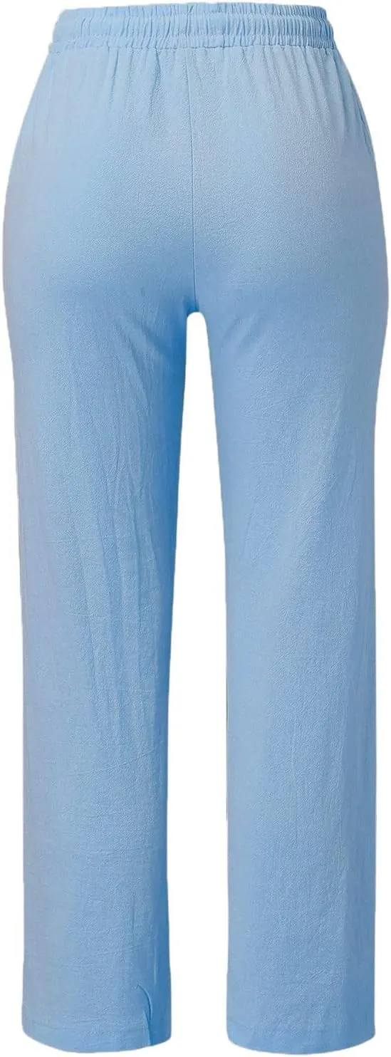 Straight Leg Pants Winter Silk Travel Capris with Pockets Flare Leggings Flare Leggings