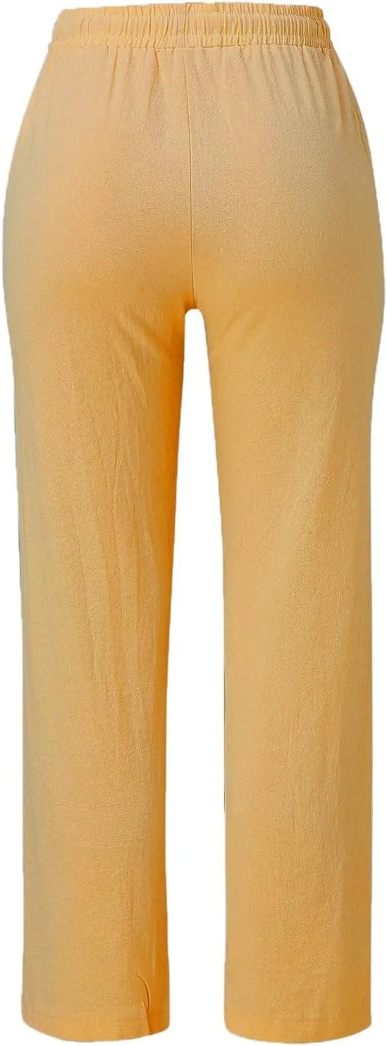 Straight Leg Pants Winter Silk Travel Capris with Pockets Flare Leggings Flare Leggings