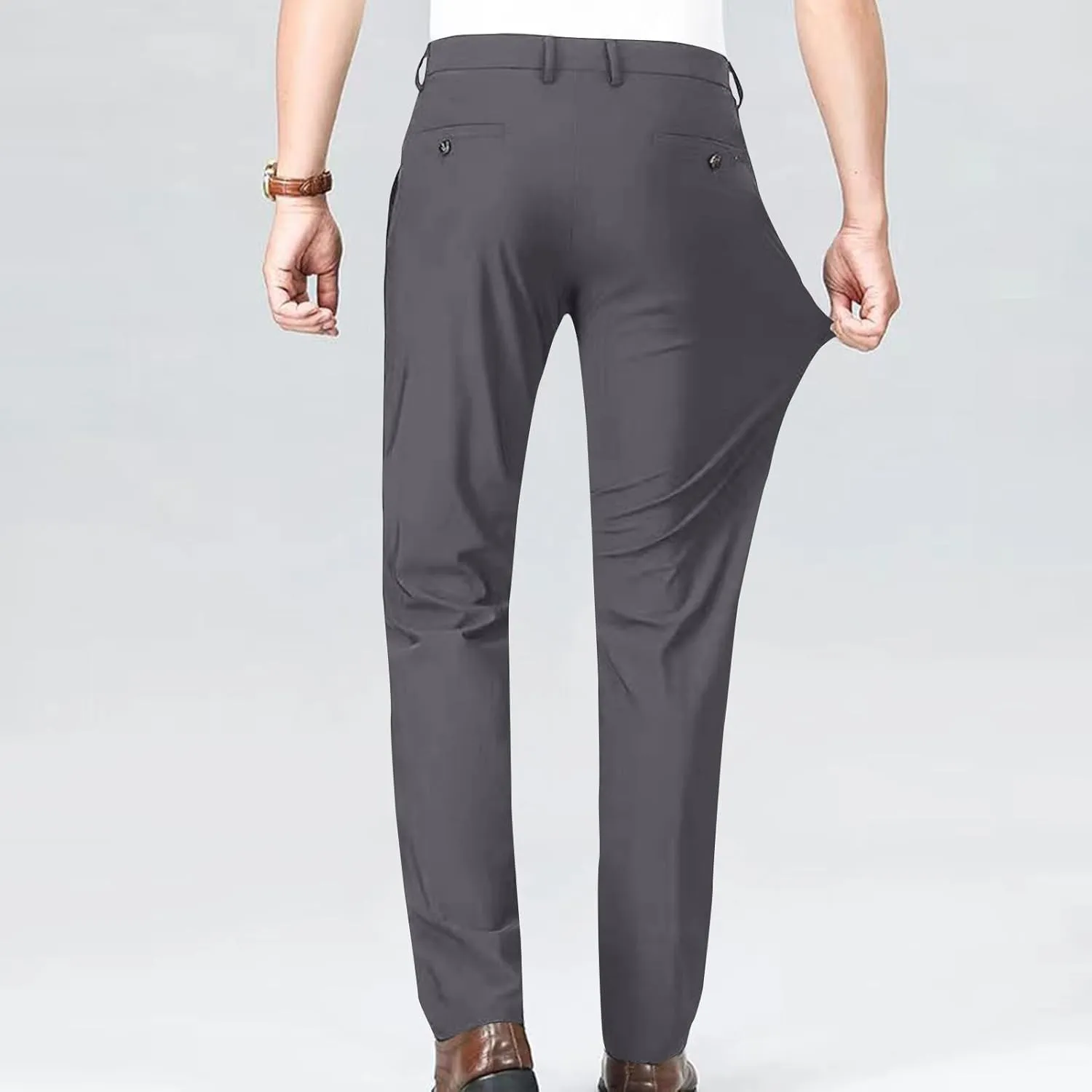 Stretch Dress Pants for Men Wrinkle-Resistant Slim Fit Pants Expandable Waist Casual Dress Pants Athletic Golf Pants