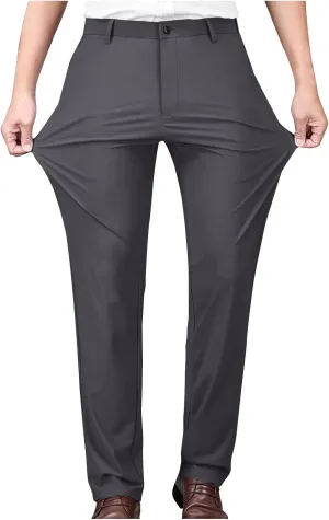 Stretch Dress Pants for Men Wrinkle-Resistant Slim Fit Pants Expandable Waist Casual Dress Pants Athletic Golf Pants