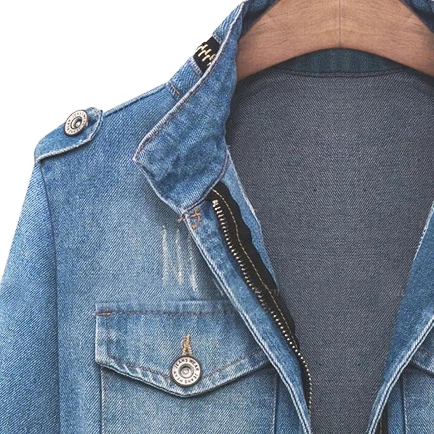 Stylish Casual Women's Jean Jacket Dressy Long Sleeve Plus Size Trendy Denim Outcoat - Fall/Winter