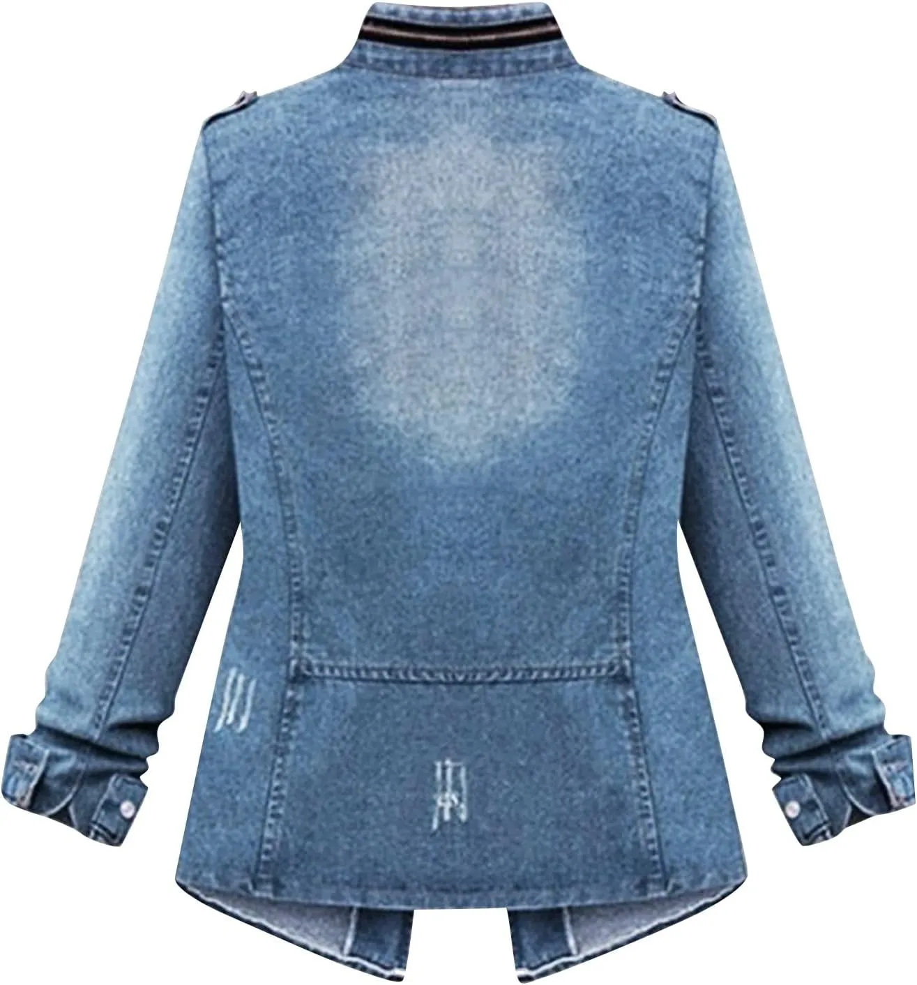 Stylish Casual Women's Jean Jacket Dressy Long Sleeve Plus Size Trendy Denim Outcoat - Fall/Winter