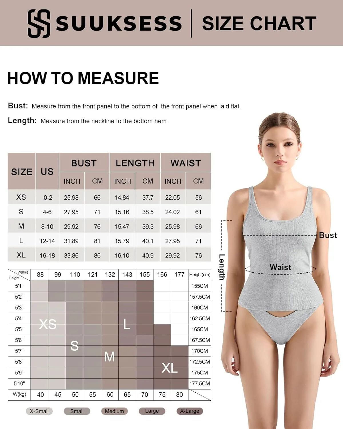 SUUKSESS Women Padded Ribbed Long Tank Tops Summer Going Out Basic Scoop Neck Cami Tops