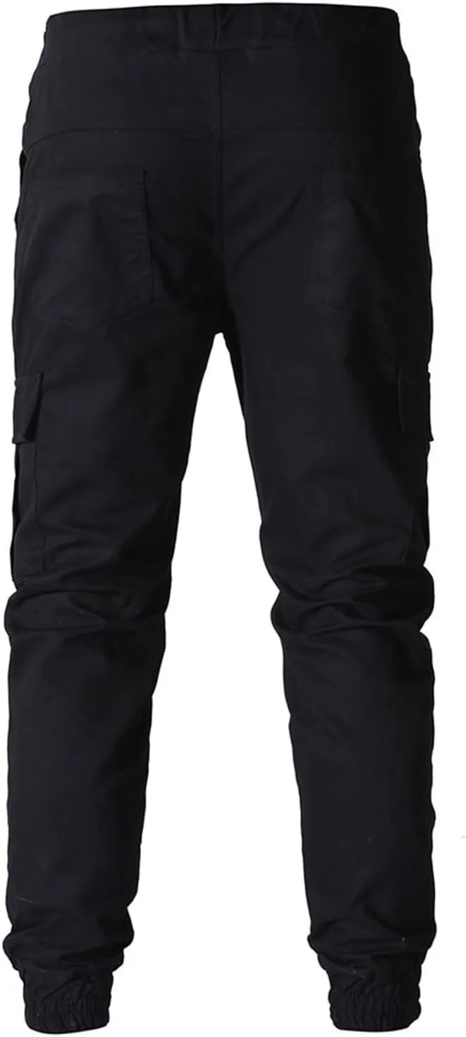 Sweatpants for Men Fashion Personalized Casual Solid Color Tie Multi-Pocket Drawstring Cargo Pants Trousers