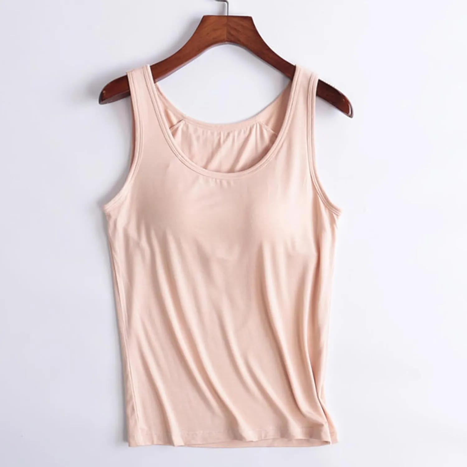 Tank Top with Built in Bra for Women Workout Yoga U Neck Wide Strap Tank Tops Layering Under Camisole with Shelf Bra