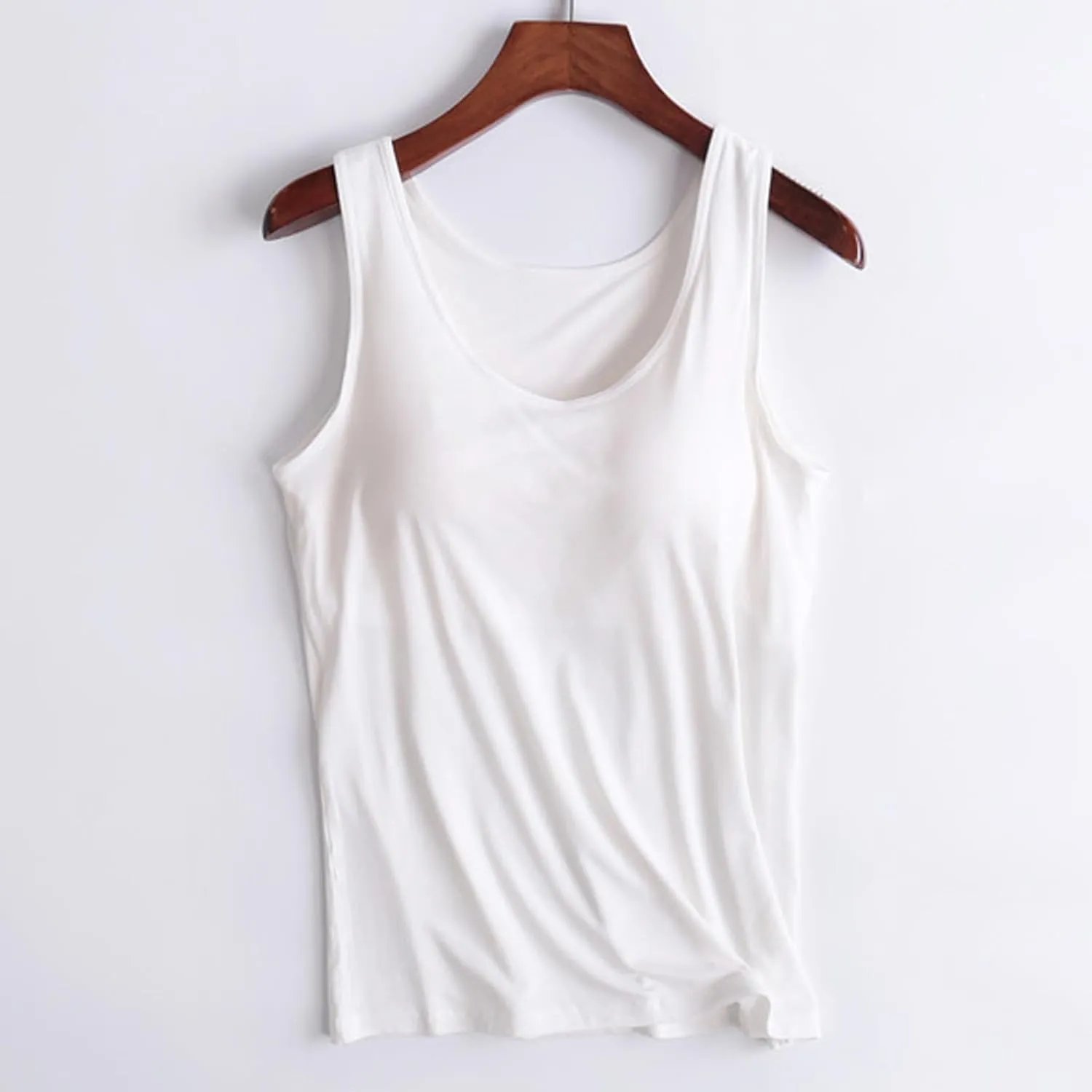 Tank Top with Built in Bra for Women Workout Yoga U Neck Wide Strap Tank Tops Layering Under Camisole with Shelf Bra