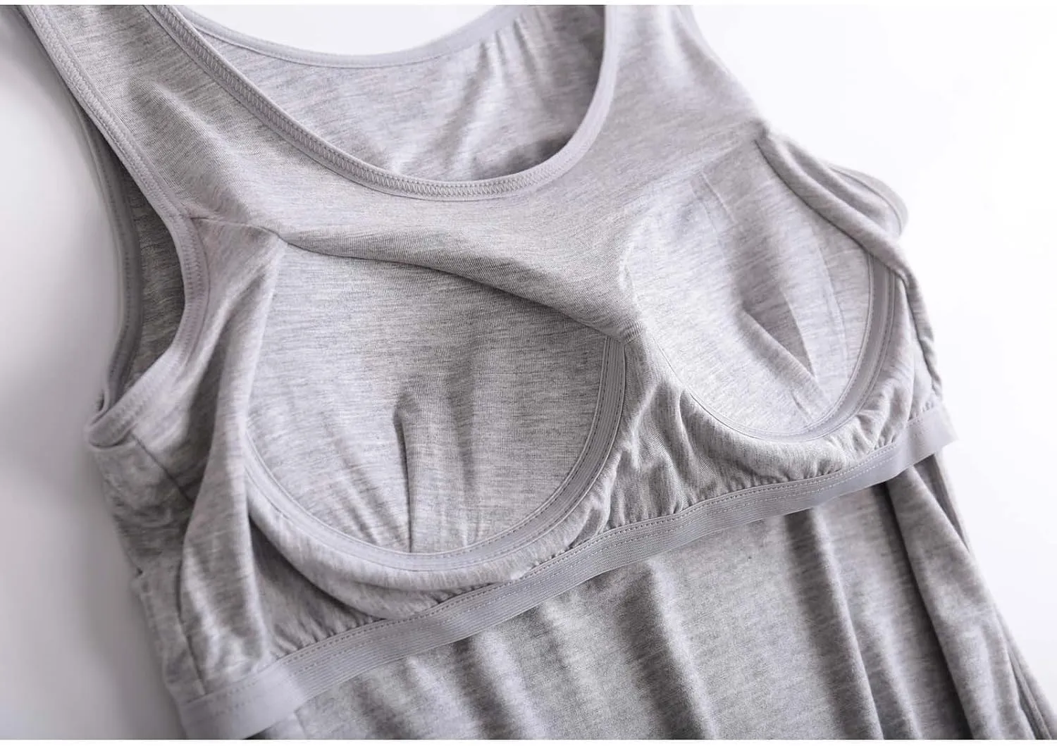 Tank Top with Built in Bra for Women Workout Yoga U Neck Wide Strap Tank Tops Layering Under Camisole with Shelf Bra