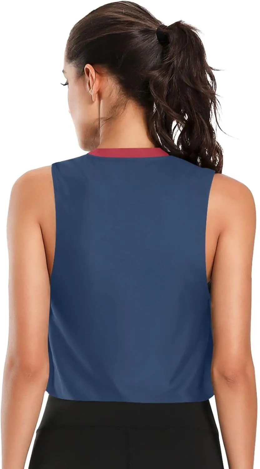 Tank Tops Running Shirts for Women Crop Top Workout Shirts Sleeveless Cropped Muscle Tank Shirts, Small