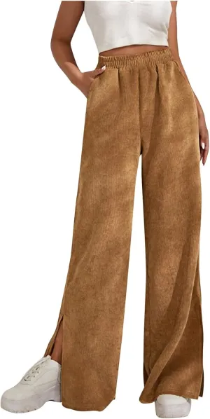 Temperament High Waist Women's Fashion Shows Thin Casual High Waist Loose Wide Leg Movement with Pocket Trousers