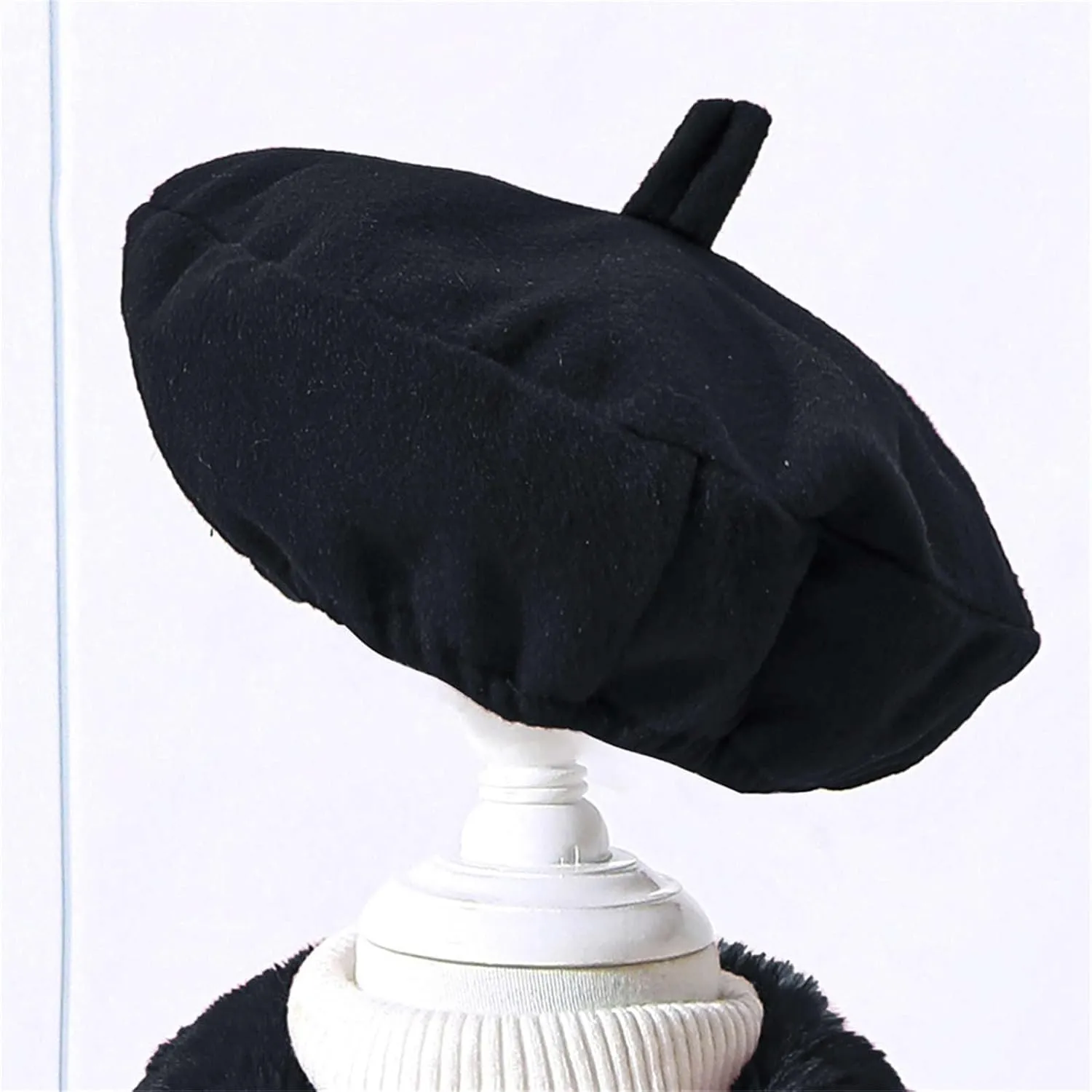 Toddler Kids Girls Trench Jacket Long Sleeve Furry Collar Warm Peacoat with Beret Hat Set for Casual Wear Coat