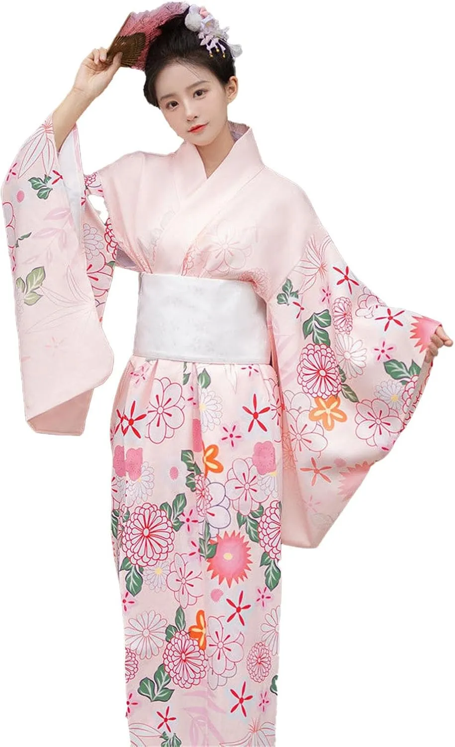 Traditional Japanese Kimono for Women, Japanese Anime Women's Dance Kimono Robe Fancy Dress Cosplay