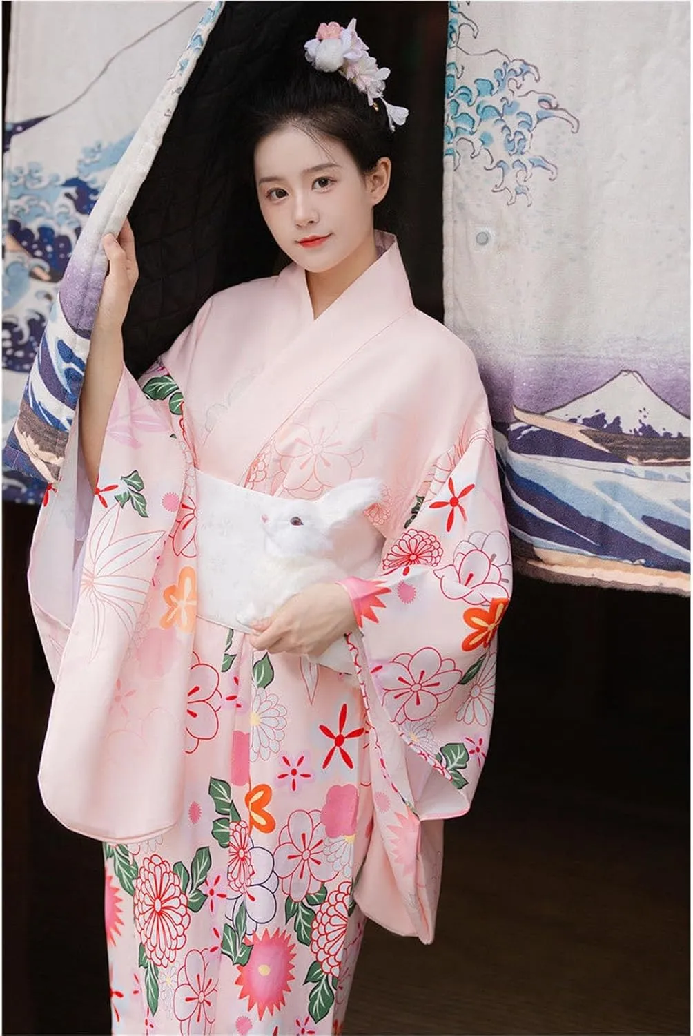 Traditional Japanese Kimono for Women, Japanese Anime Women's Dance Kimono Robe Fancy Dress Cosplay