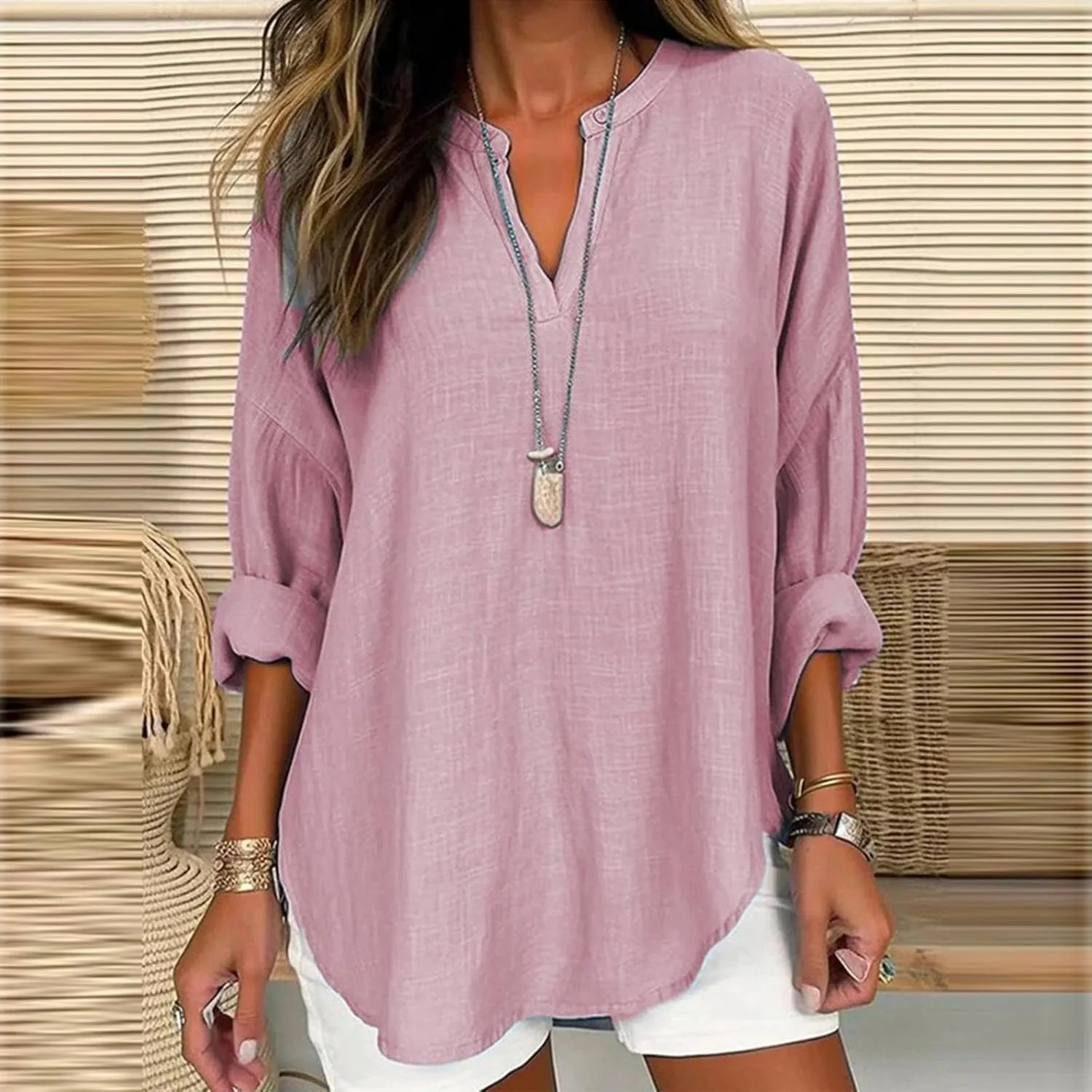 Trendy Dressy Blouses Plus Size Casual Women Size Color Long Blouse Loose Women'S Blouse Fashion Dressy Plain Blouses