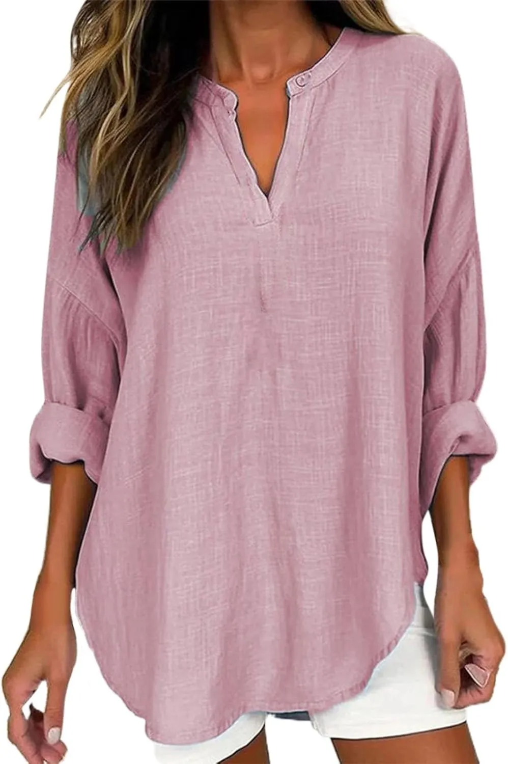 Trendy Dressy Blouses Plus Size Casual Women Size Color Long Blouse Loose Women'S Blouse Fashion Dressy Plain Blouses