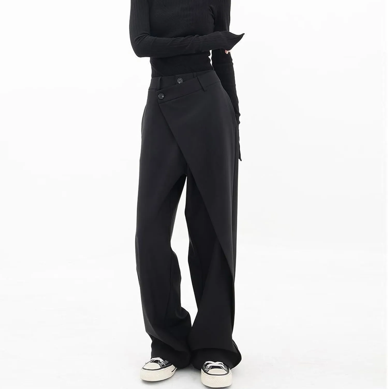 Trousers Pants for Women Asymmetrical Patchwork Design Flowy Straight Wide Leg High Waist Loose Fit Casual Long Pants