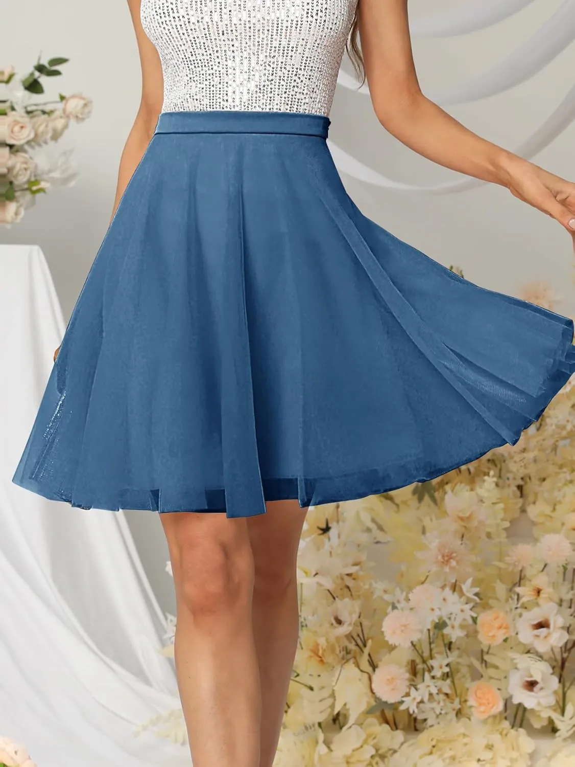 Tulle Tutus Skirts for Women Knee Length Skirts Casual Aline Slirts Cute Puffy Wedding Prom Skirts