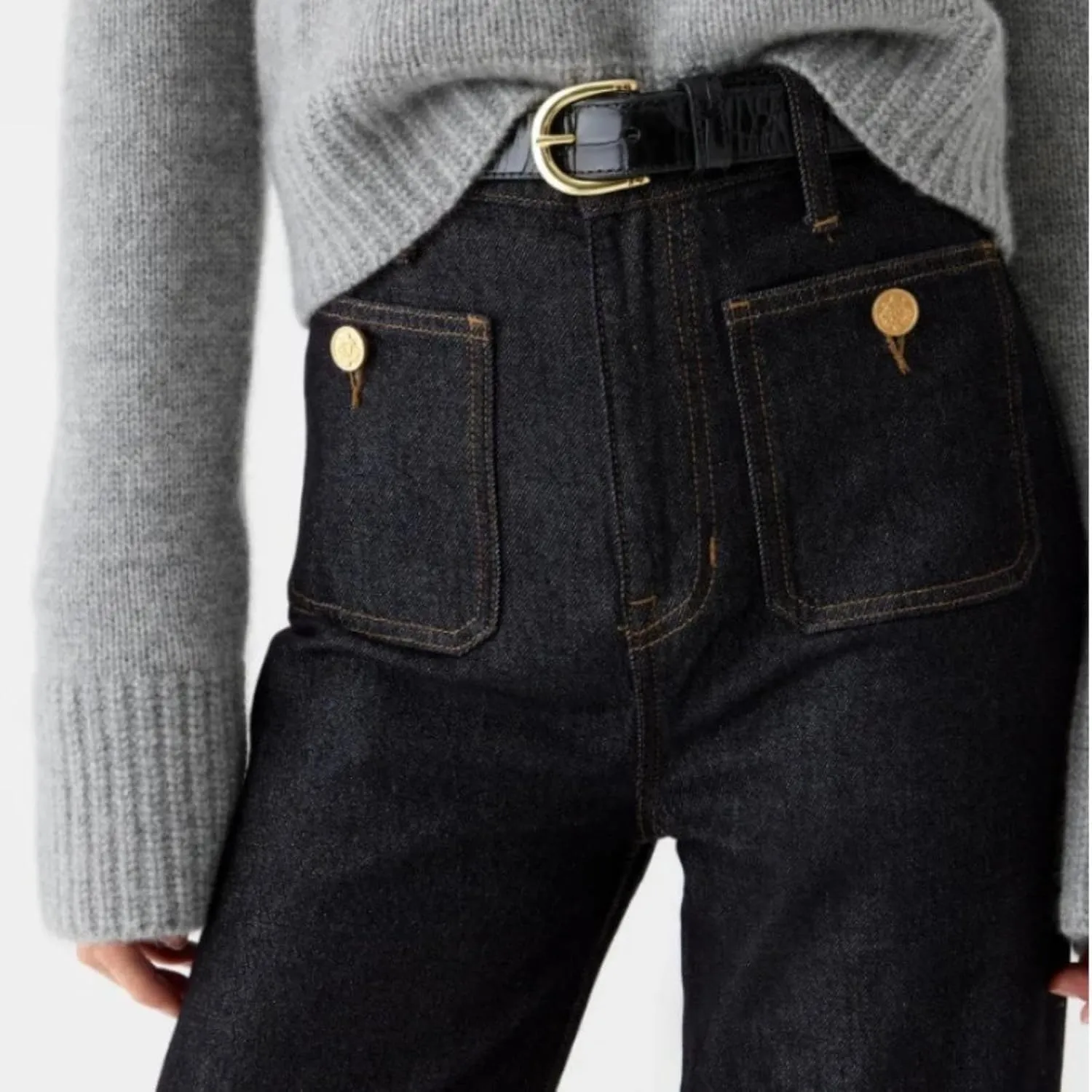 Tummy Control Sailor Wide Leg Trouser, Women's Casual High Waist Stretch Pants High Waisted Jeans