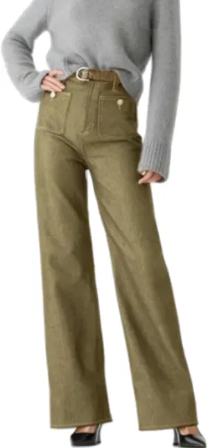 Tummy Control Sailor Wide Leg Trouser, Women's Casual High Waist Stretch Pants High Waisted Jeans