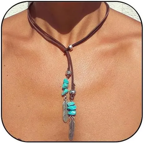 Turquoise Necklace for Women turquoise Cross Beaded Neckalce Western Cowboy Hat Necklaces Western Jewelry for Women Country Concert Accessories