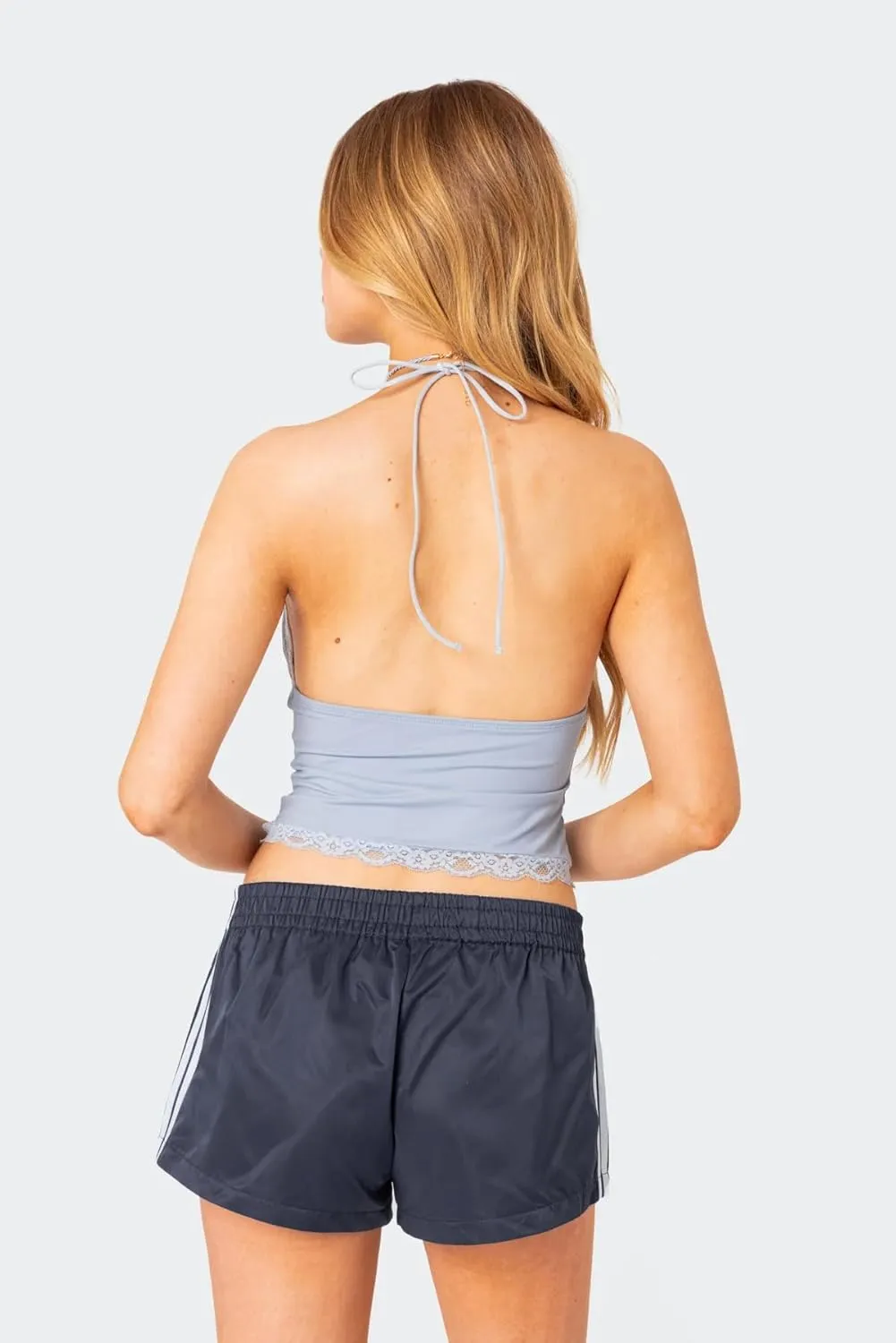 UAURORAO Women Striped Athletic Shorts Elastic Waist Side Stripe Casual Shorts Loose Patchwork Workout Sweat Shorts
