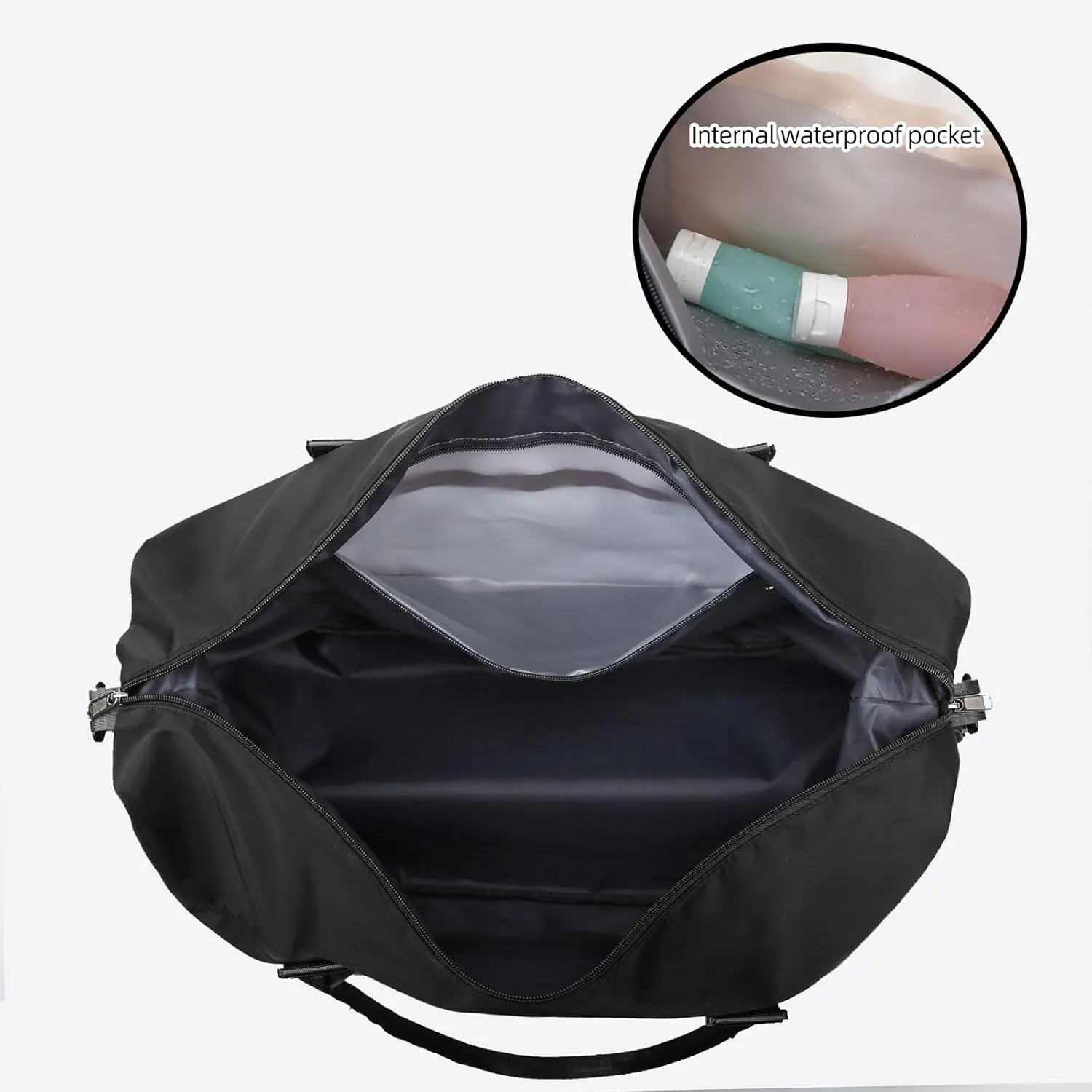 Valleycomfy Travel Duffel Bags with Shoes Compartment,Large Travel Duffel Bag,Weekender Overnight Bag with Toiletry Bag,Black