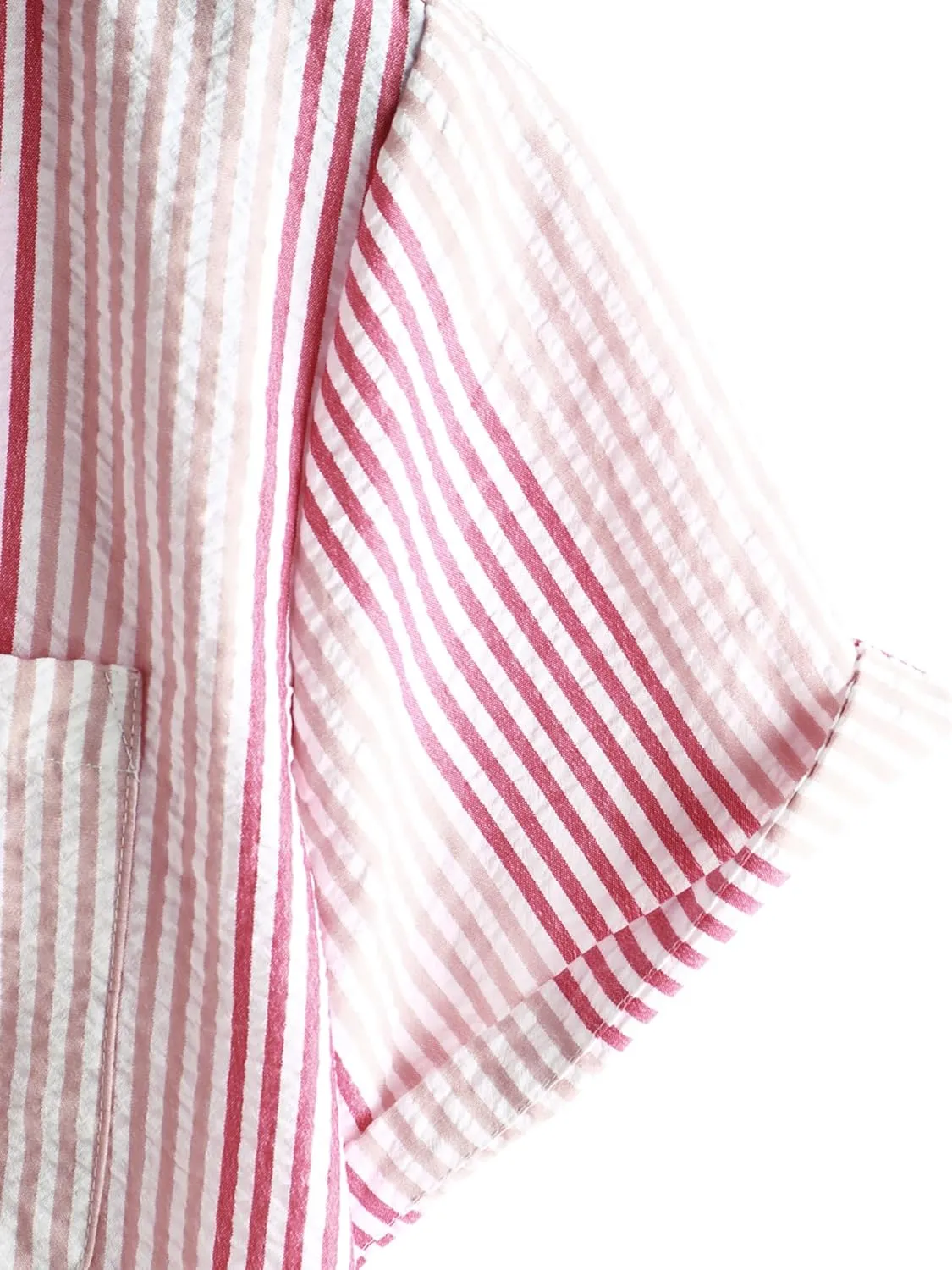 VATPAVE Mens Casual Striped Shirts Short Sleeve Button Down Summer Shirts Regular Fit Beach Shirts with Pocket