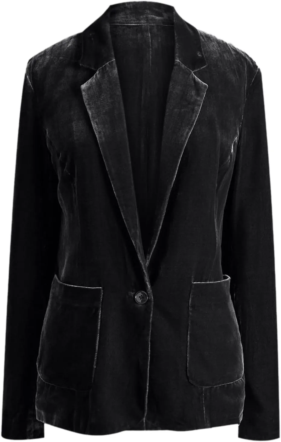 Velvet Cardigan for Women Long Lapel Long Sleeve Shirt with Pockets Mid-Length Open Front Trench Kimono Coat