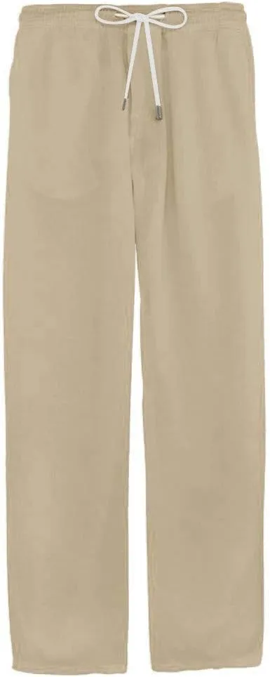 Vickyleb Mens Linen Drawstring Pants Elastic Waist Lightweight Trouser Loose Fit Casual Baggy Yoga Summer Beach Pants