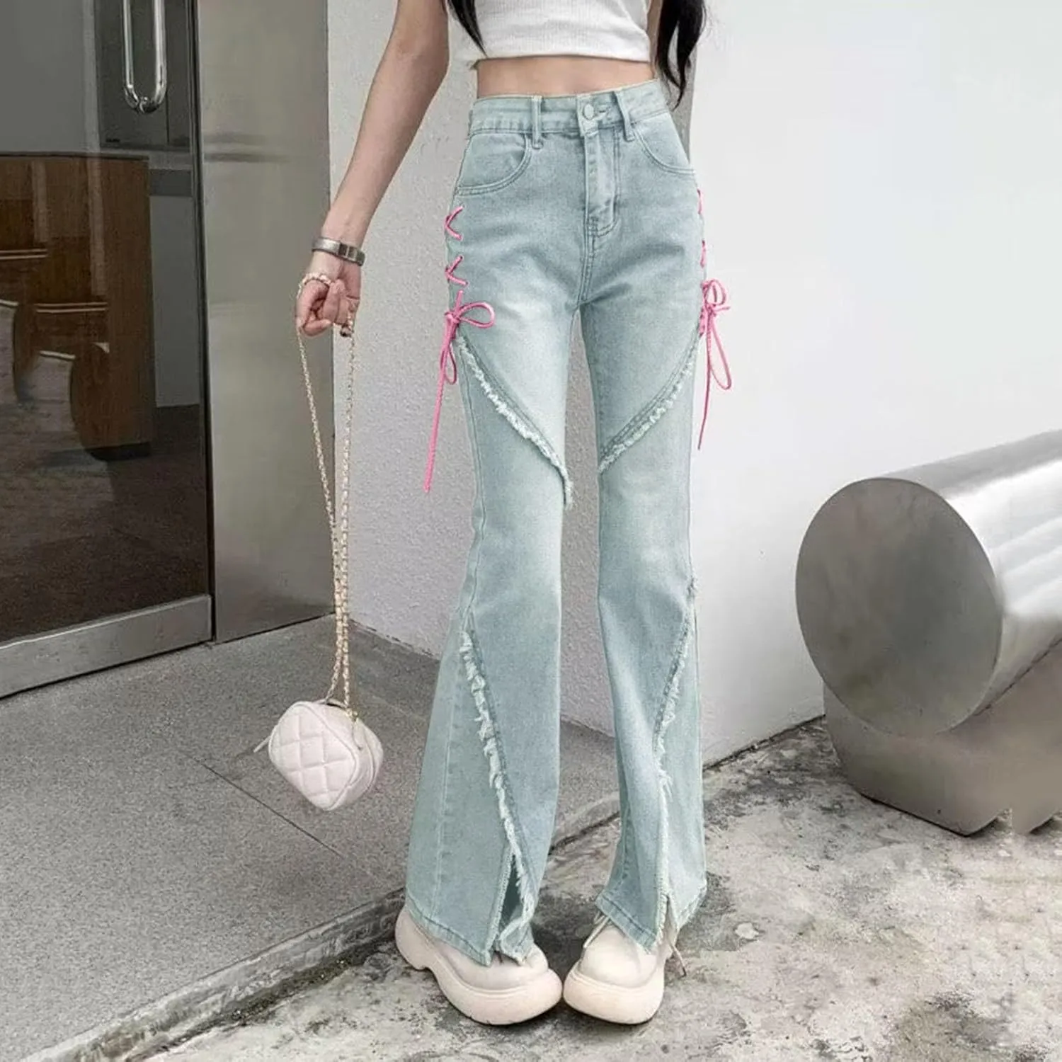 Vintage Baggy Jeans for Women High Waist Wide Leg Boyfriend Y2k Denim Pants Streetwear Hip Hop Trousers with Pockets