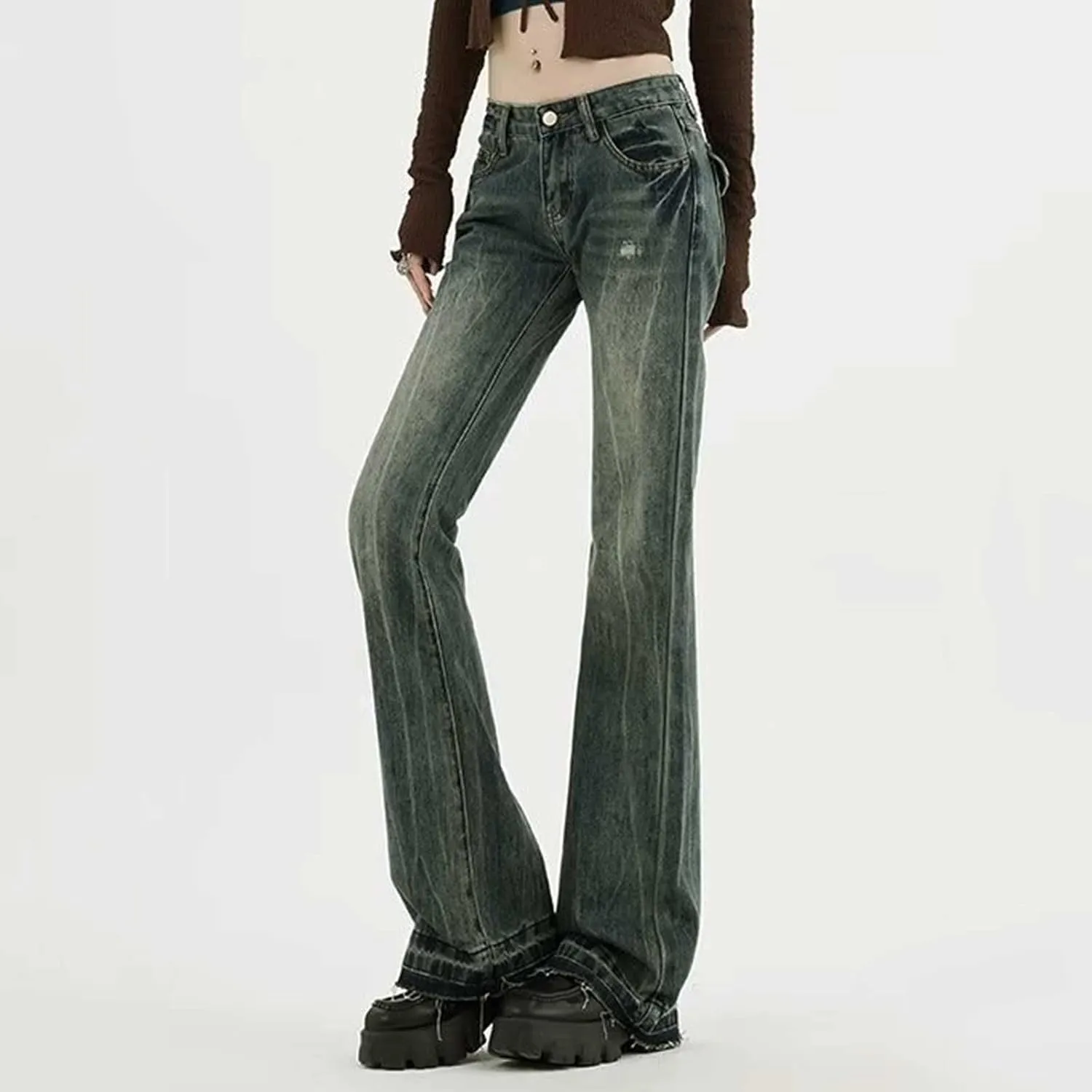 Vintage Baggy Jeans for Women High Waist Wide Leg Boyfriend Y2k Denim Pants Streetwear Hip Hop Trousers with Pockets