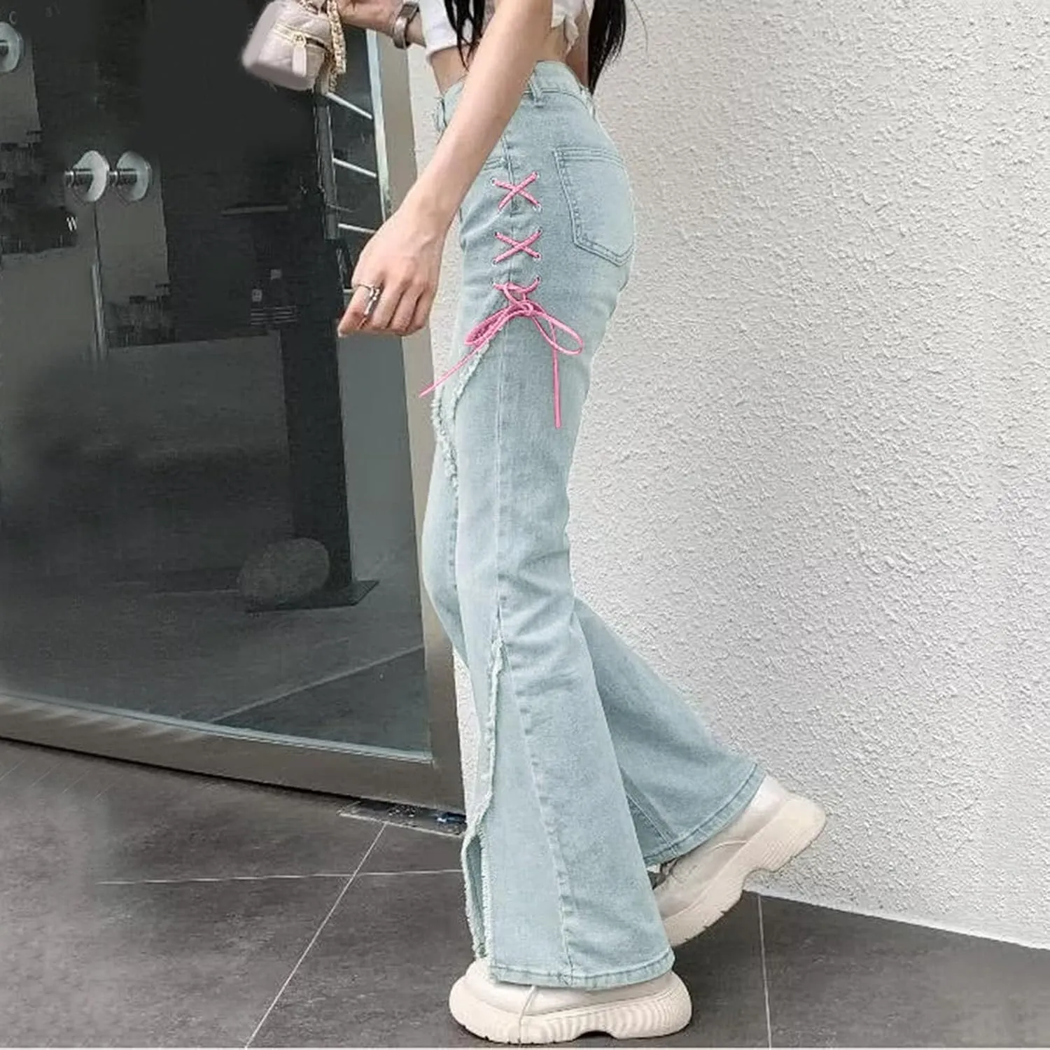 Vintage Baggy Jeans for Women High Waist Wide Leg Boyfriend Y2k Denim Pants Streetwear Hip Hop Trousers with Pockets