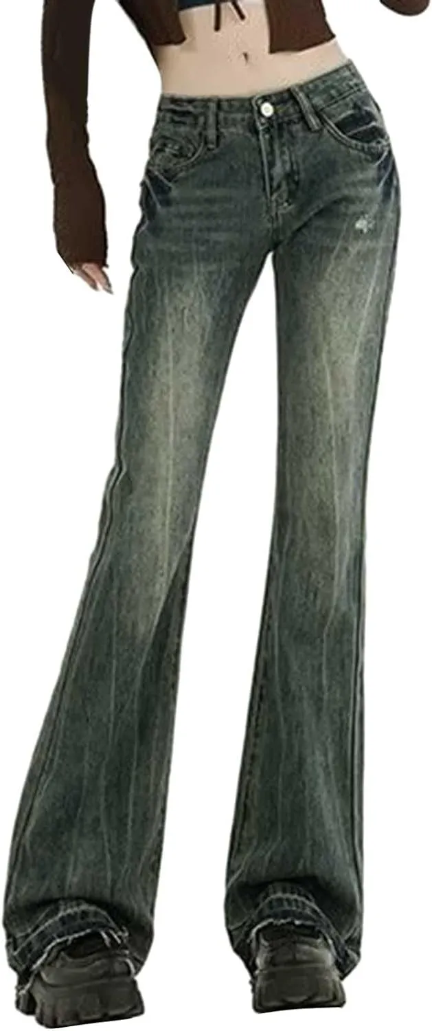 Vintage Baggy Jeans for Women High Waist Wide Leg Boyfriend Y2k Denim Pants Streetwear Hip Hop Trousers with Pockets