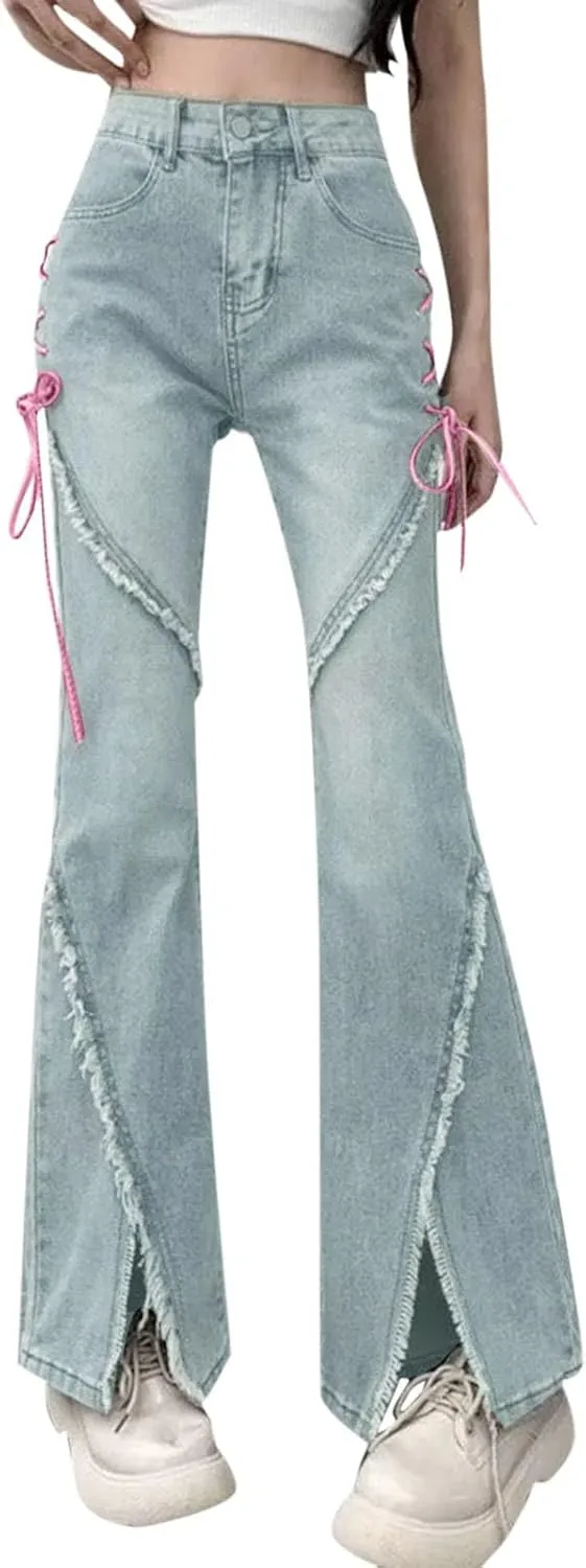 Vintage Baggy Jeans for Women High Waist Wide Leg Boyfriend Y2k Denim Pants Streetwear Hip Hop Trousers with Pockets
