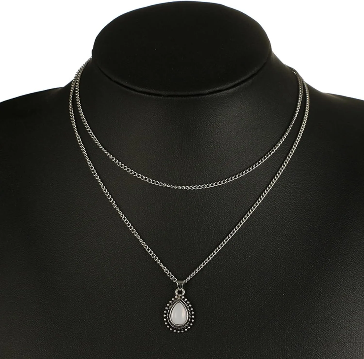 Vintage Boho Pendant Necklaces Double Layer Clavicle Chain Dainty Anniversary Necklaces for Women