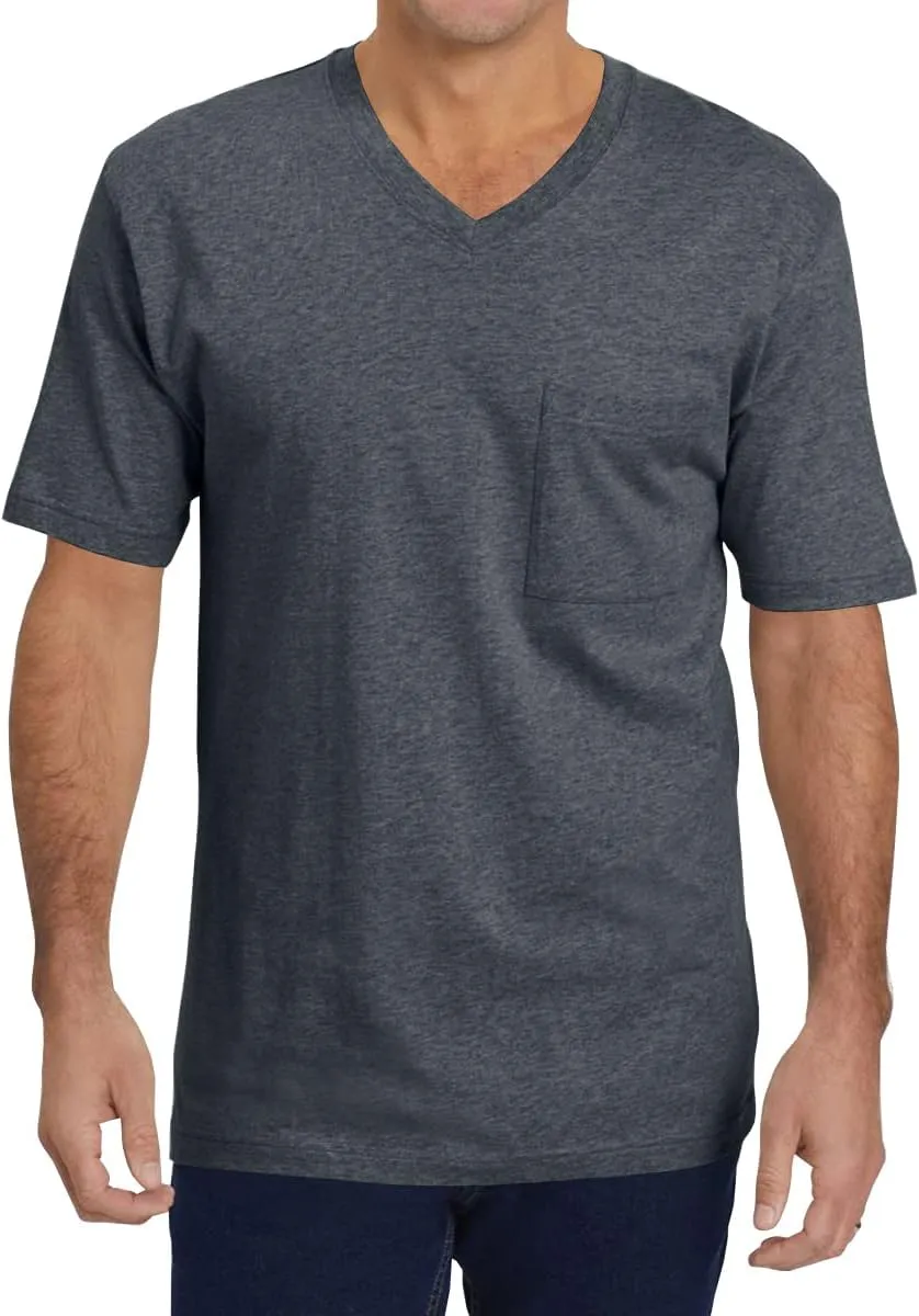Wihion Mens Short Sleeve Pocket T-Shirts Casual Summer Cotton V Neck Tee Tops