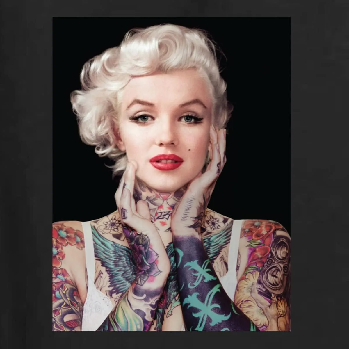 Wild Bobby Marilyn Tattoos Black Pop Culture Unisex Crewneck Graphic Sweatshirt