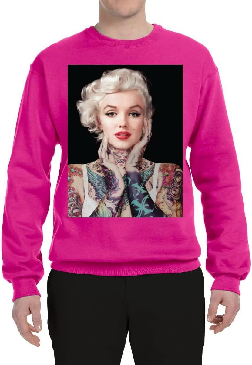 Wild Bobby Marilyn Tattoos Black Pop Culture Unisex Crewneck Graphic Sweatshirt