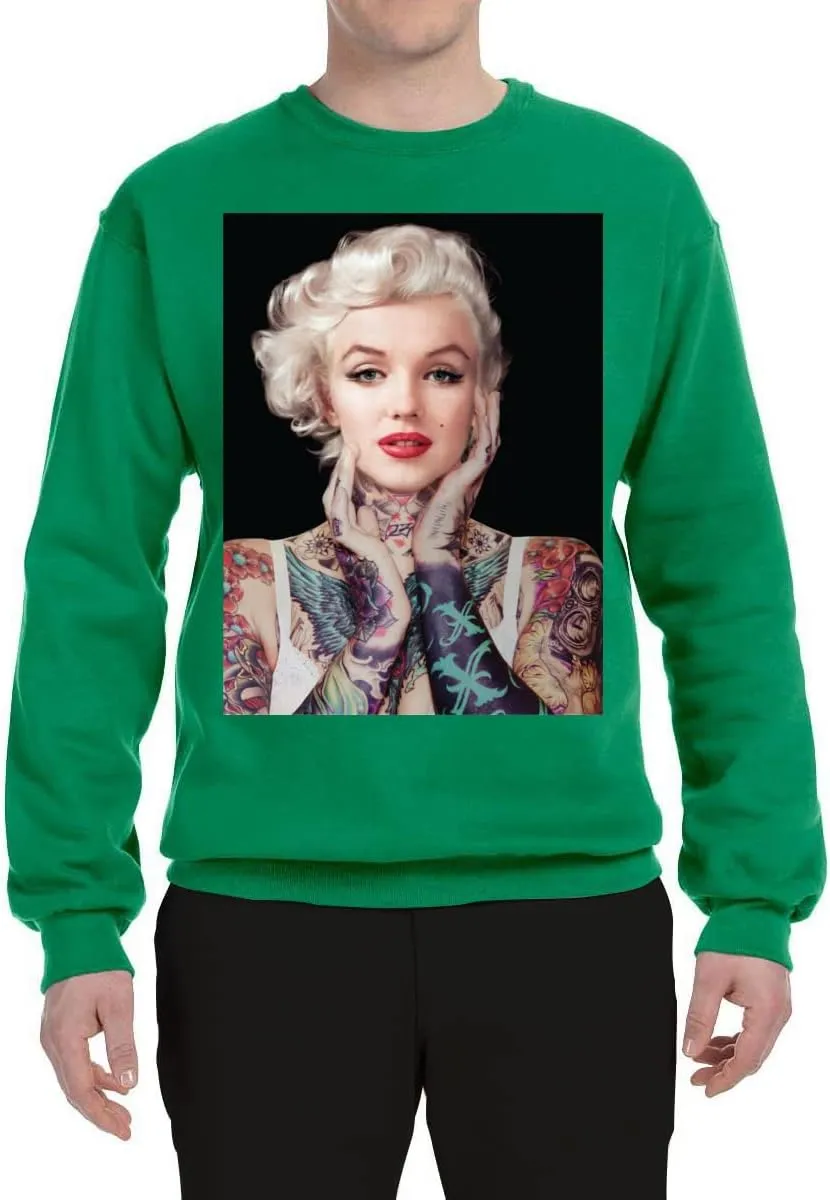 Wild Bobby Marilyn Tattoos Black Pop Culture Unisex Crewneck Graphic Sweatshirt