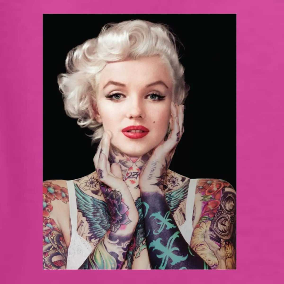 Wild Bobby Marilyn Tattoos Black Pop Culture Unisex Crewneck Graphic Sweatshirt