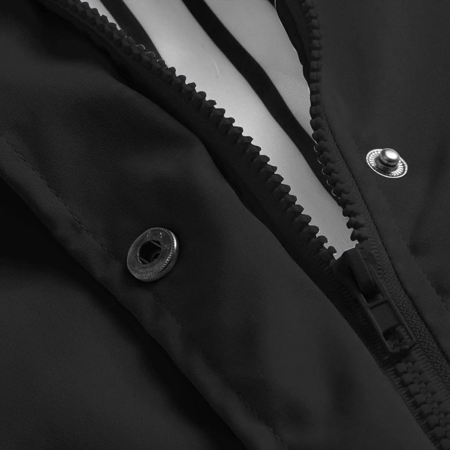 Windproof Jacket for Women Long Sleeve Raincoat Full Zip Up Button Hooded Plain Windbreaker with Pocket Winter Zipper Autumn
