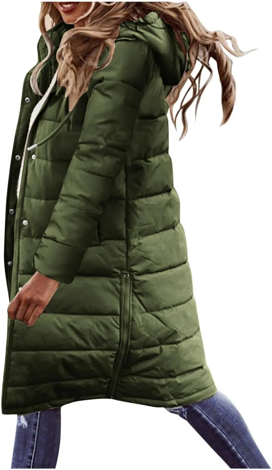 Winter Coats for Women 2024 Trendy Hooded Puffer Jackets Warm Long Quilted Lightweight Jackets Outerwear Down Coats