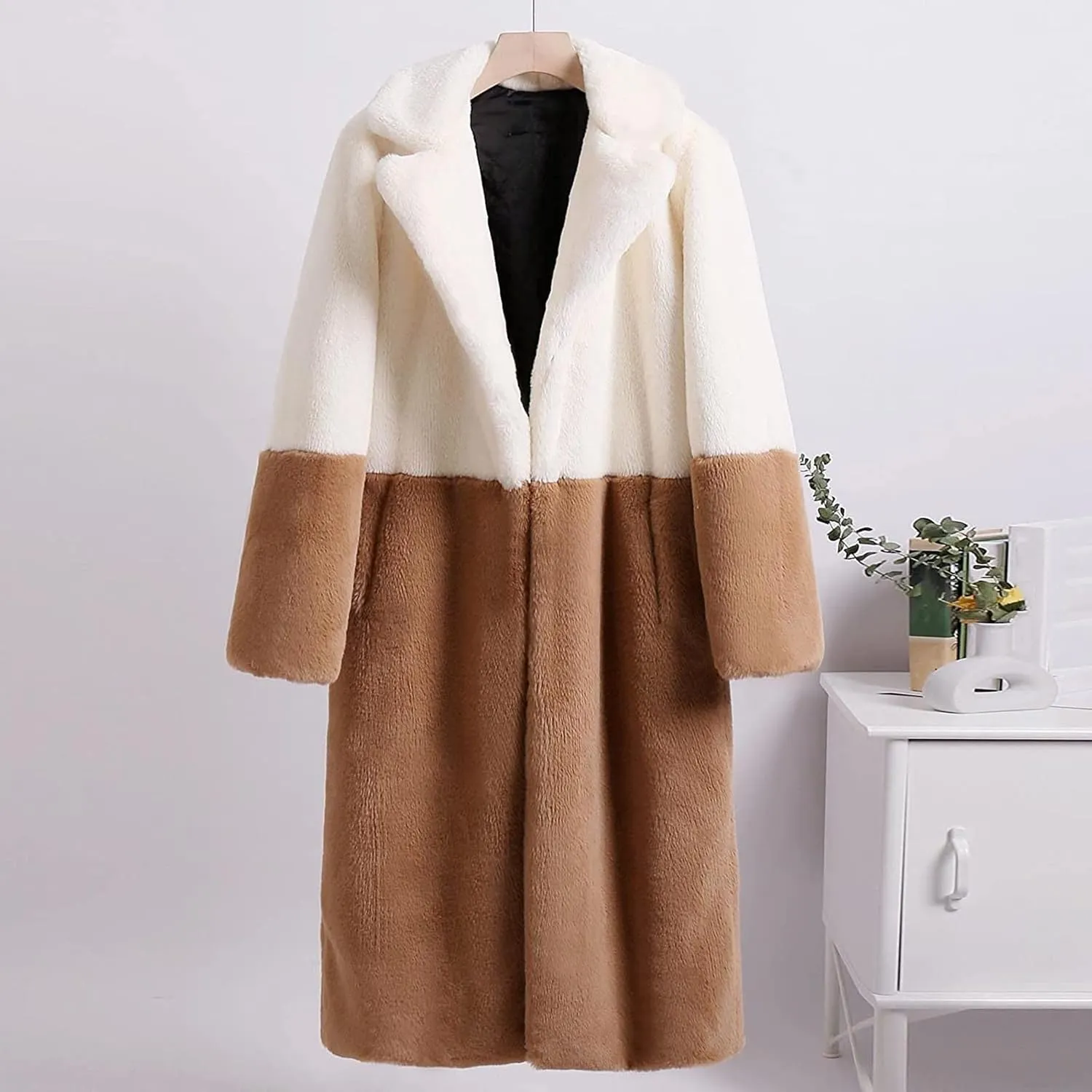 Winter Coats For Women Plus Size Warm Fashion Faux Fur Jackets Lapel Long Trench Coats Fleece Fuzzy Parka Sherpa Jacket