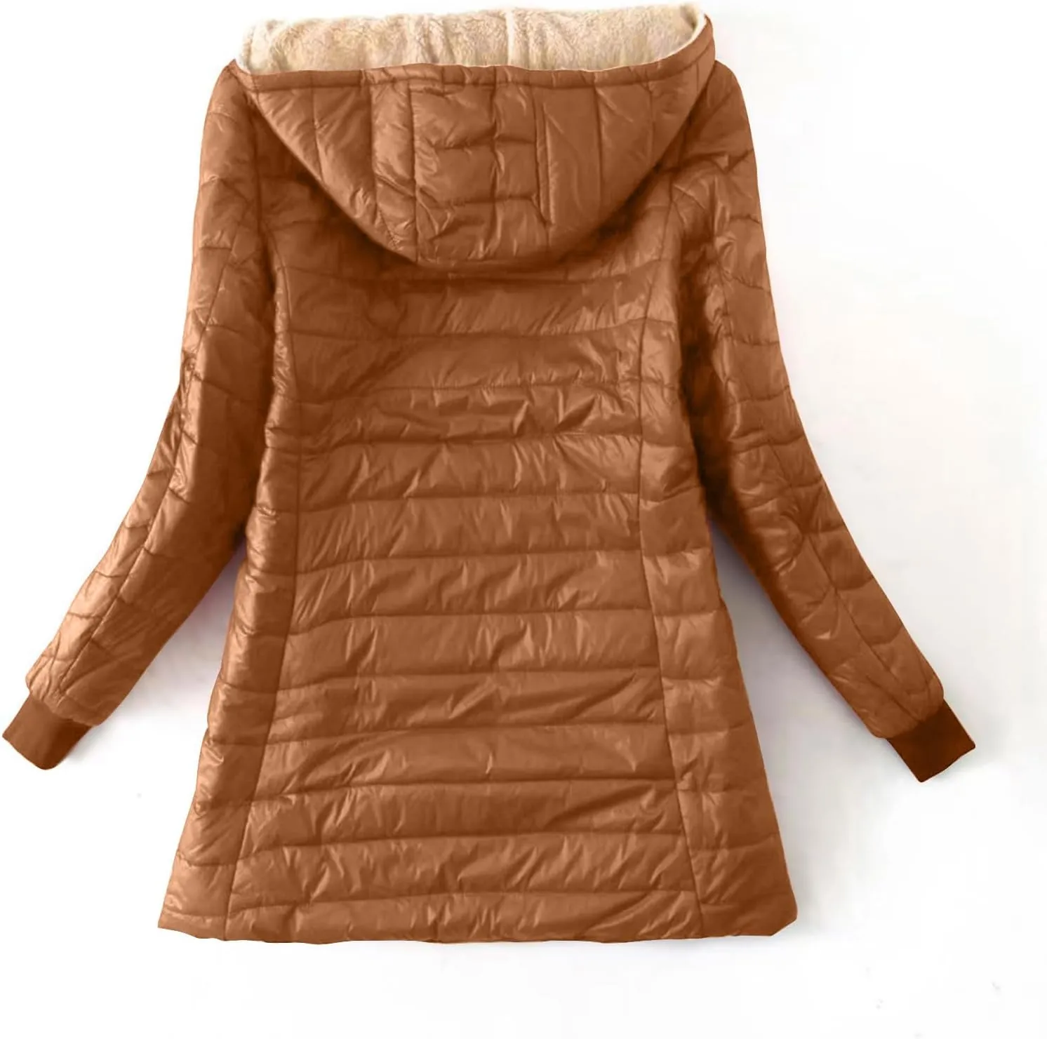Women Fleece Lined Jacket Lightweight Quilted Jacket Hooded Down Jackets Thicken Parka Casual Winter Warm Puffer Jacket